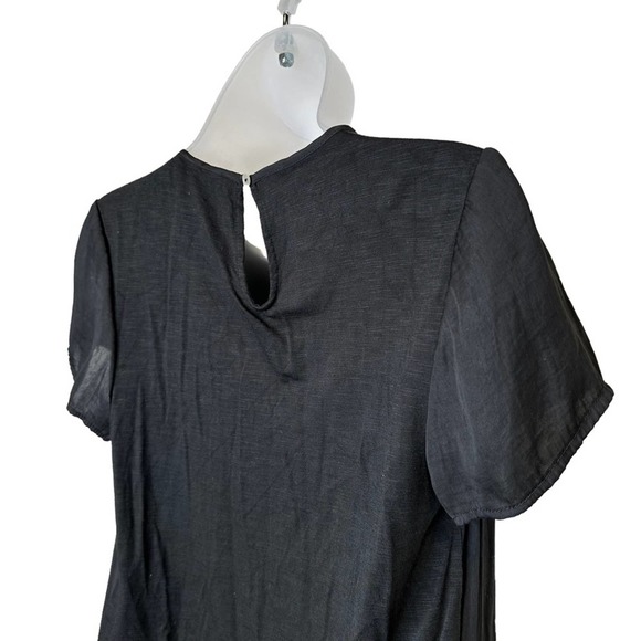 Dolan Anthropologie Blouse Womens Pleated Front Short Sleeve Black Extra Small - Picture 6 of 10